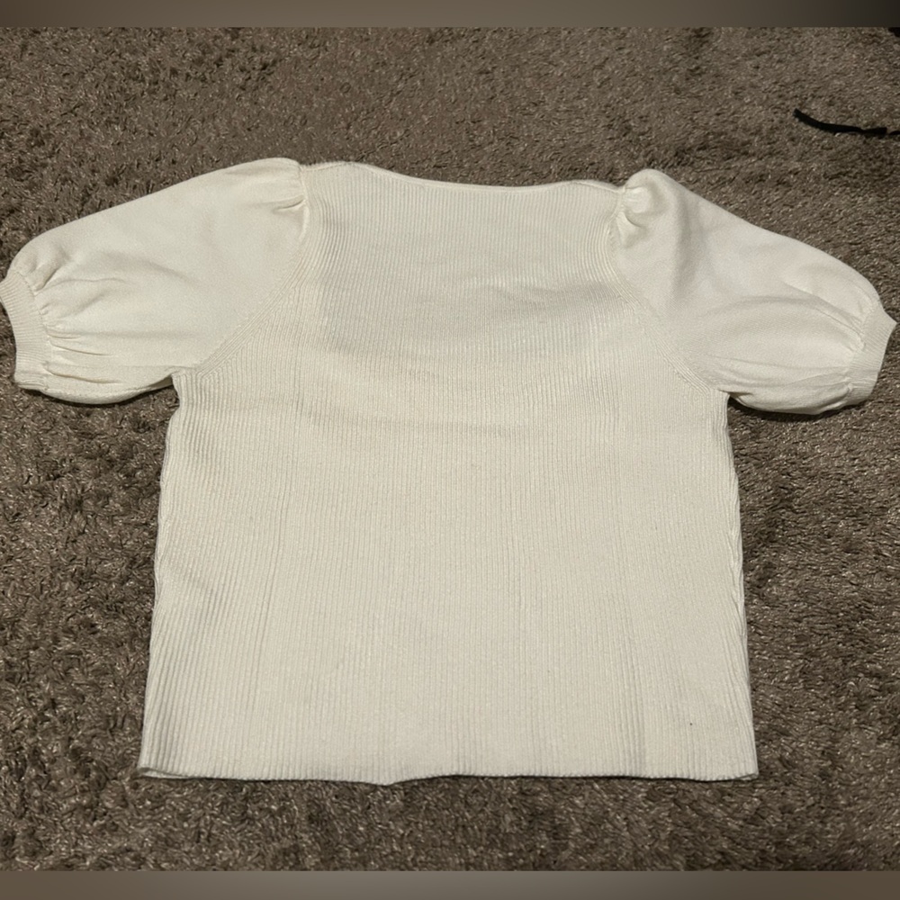French Connection Cream Ribbed Square-Neck Sweater - Picture 4 of 6